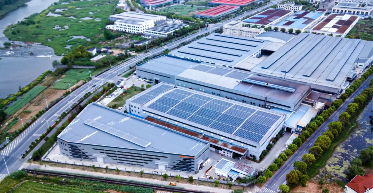 Aerial photograph of the HCC CHAIN factory buildings